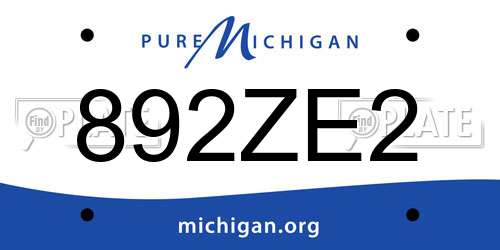 892ZE2 Michigan License Plate