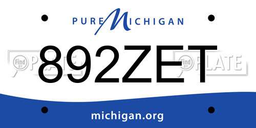 892ZET Michigan License Plate