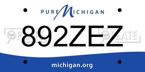 892ZEZ Michigan License Plate