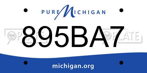 895BA7 Michigan License Plate