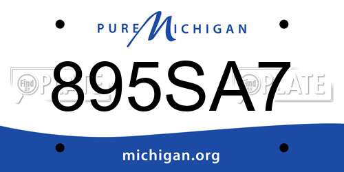 895SA7 Michigan License Plate