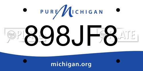 898JF8 Michigan License Plate