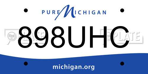 898UHC Michigan License Plate