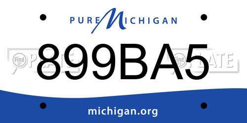 899BA5 Michigan License Plate