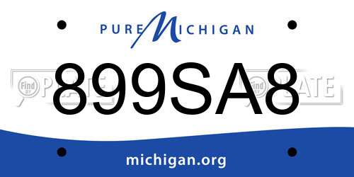 899SA8 Michigan License Plate