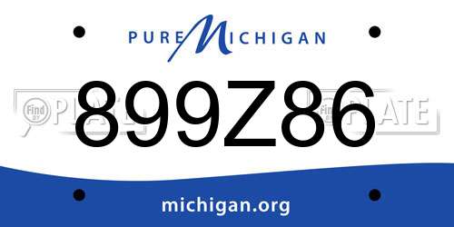 899Z86 Michigan License Plate