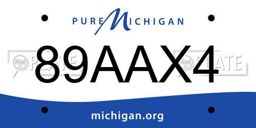 89AAX4 Michigan License Plate