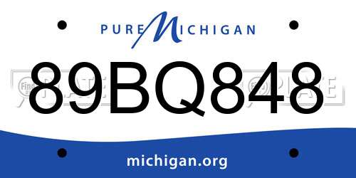 89BQ848 Michigan License Plate