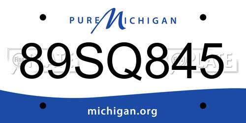 89SQ845 Michigan License Plate