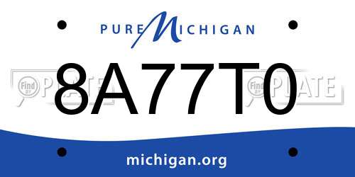 8A77T0 Michigan License Plate
