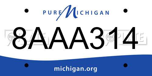 8AAA314 Michigan License Plate