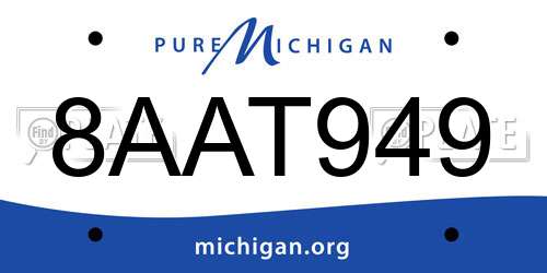 8AAT949 Michigan License Plate