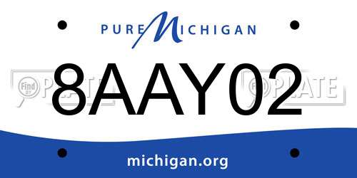 8AAY02 Michigan License Plate