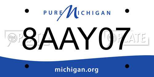 8AAY07 Michigan License Plate