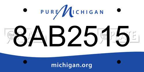 8AB2515 Michigan License Plate