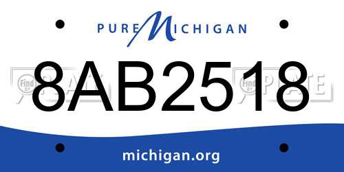 8AB2518 Michigan License Plate