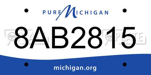 8AB2815 Michigan License Plate
