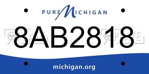 8AB2818 Michigan License Plate