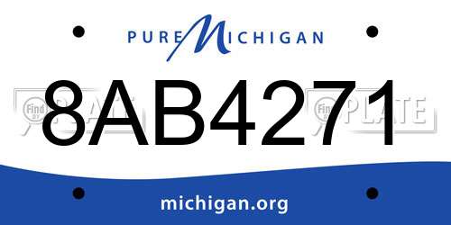 8AB4271 Michigan License Plate