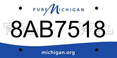 8AB7518 Michigan License Plate