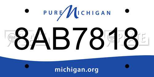 8AB7818 Michigan License Plate