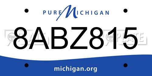 8ABZ815 Michigan License Plate