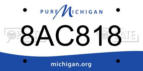 8AC818 Michigan License Plate