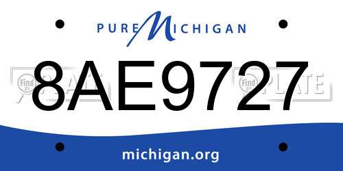 8AE9727 Michigan License Plate