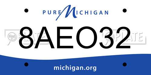 8AEO32 Michigan License Plate