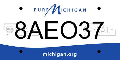 8AEO37 Michigan License Plate