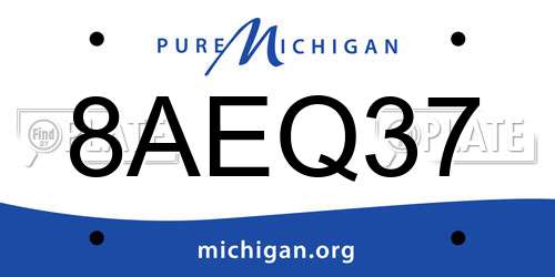 8AEQ37 Michigan License Plate