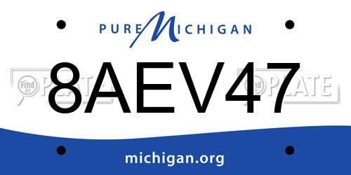 8AEV47 Michigan License Plate