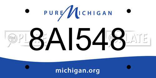 8AI548 Michigan License Plate