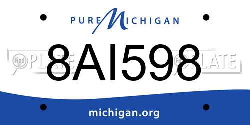 8AI598 Michigan License Plate