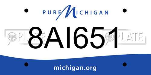 8AI651 Michigan License Plate