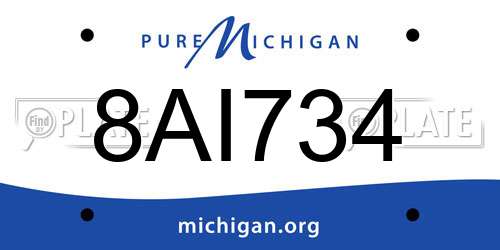 8AI734 Michigan License Plate