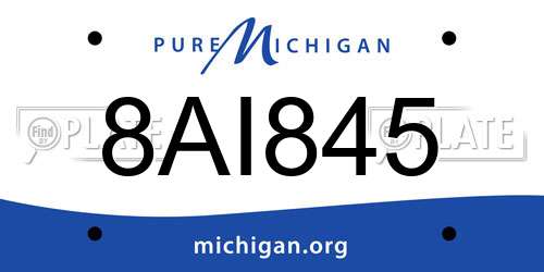 8AI845 Michigan License Plate