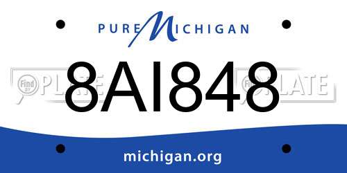 8AI848 Michigan License Plate