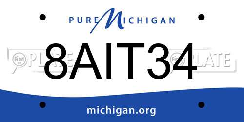 8AIT34 Michigan License Plate
