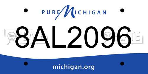 8AL2096 Michigan License Plate