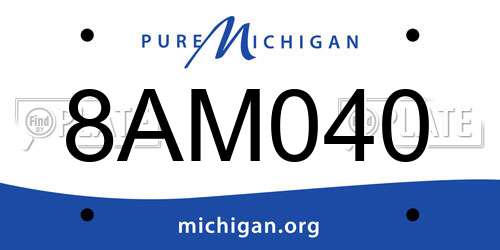 8AM040 Michigan License Plate