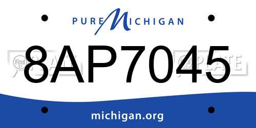 8AP7045 Michigan License Plate