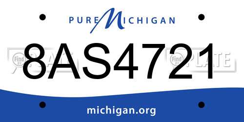 8AS4721 Michigan License Plate