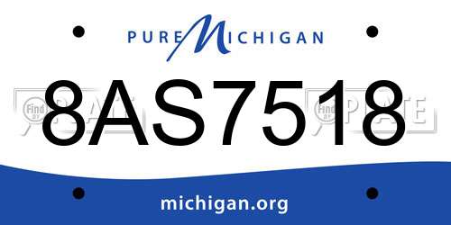 8AS7518 Michigan License Plate
