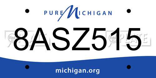 8ASZ515 Michigan License Plate