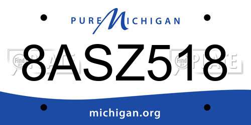 8ASZ518 Michigan License Plate