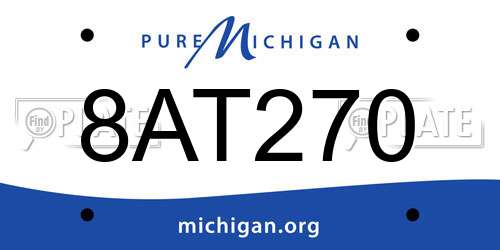 8AT270 Michigan License Plate