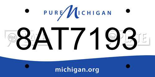 8AT7193 Michigan License Plate