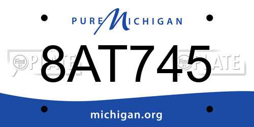 8AT745 Michigan License Plate