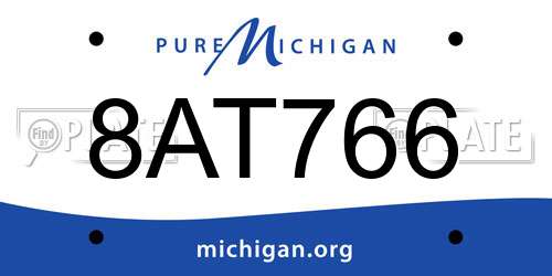 8AT766 Michigan License Plate